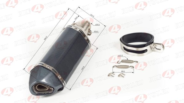 Глушитель AKRAPOVIC  #4 (L=370) шестигранный карбон